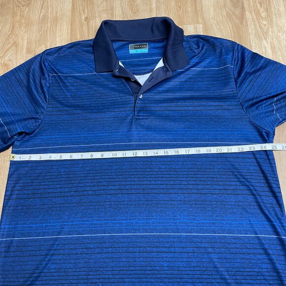 PGA TOUR POLO SHIRT STRIPED GOLF ATHLETIC PERFORMANCE MENS XXL SHORT SLEEVE BLUE - Picture 8 of 11